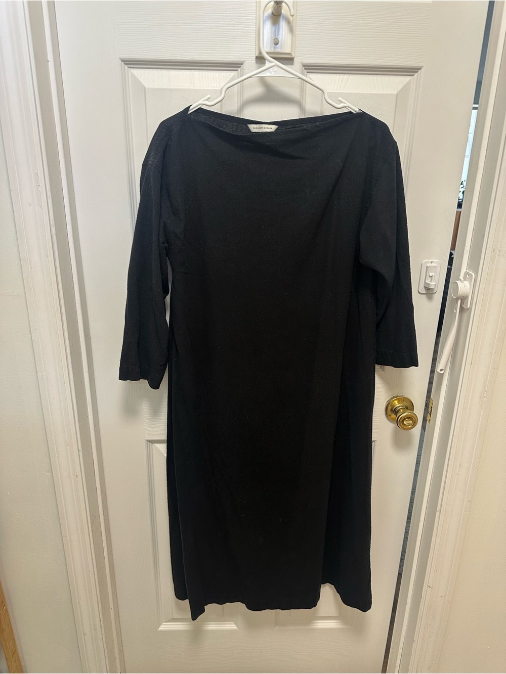 Elizabeth Suzann Black Silk Linen Women's Boatneck Dress